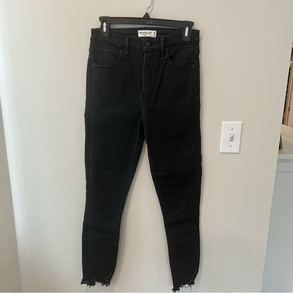 Abercrombie & Fitch A&F The Super Skinny Ankle High Rise Curve Love Black, 26R